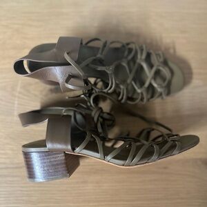 Vince Olive Strappy Heeled Sandals